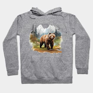 Watercolor Grizzly Bear Hoodie